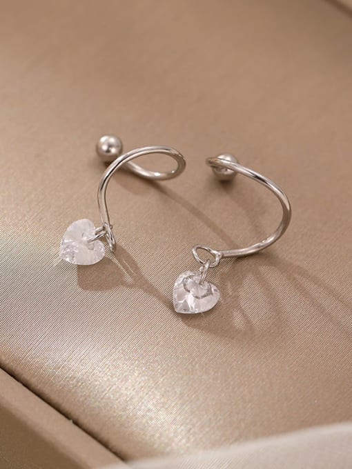 ES2519 [Heart shaped Platinum] 925 Sterling Silver Cubic Zirconia Star Minimalist Stud Earring
